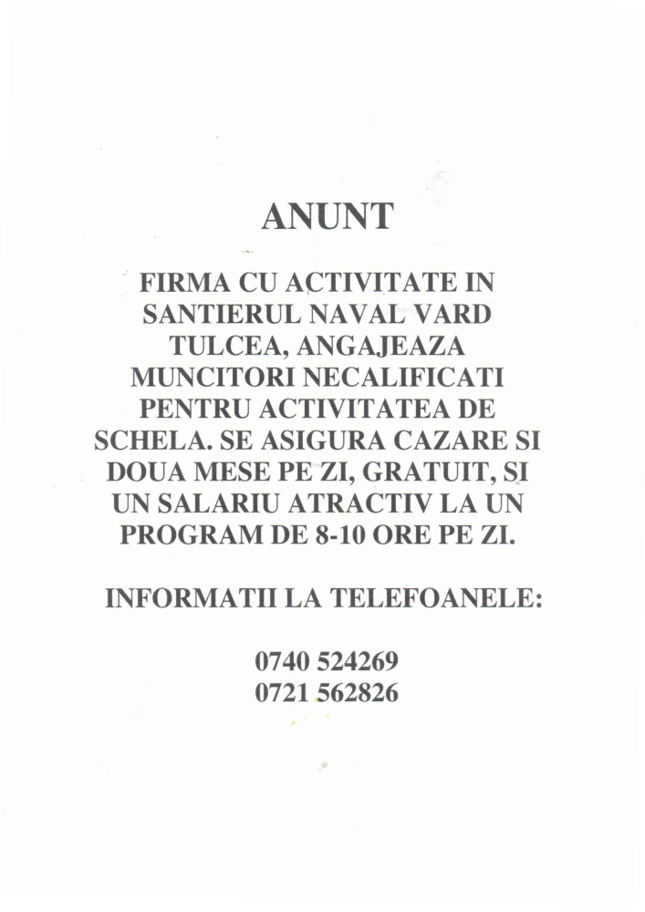 Anunț angajări 