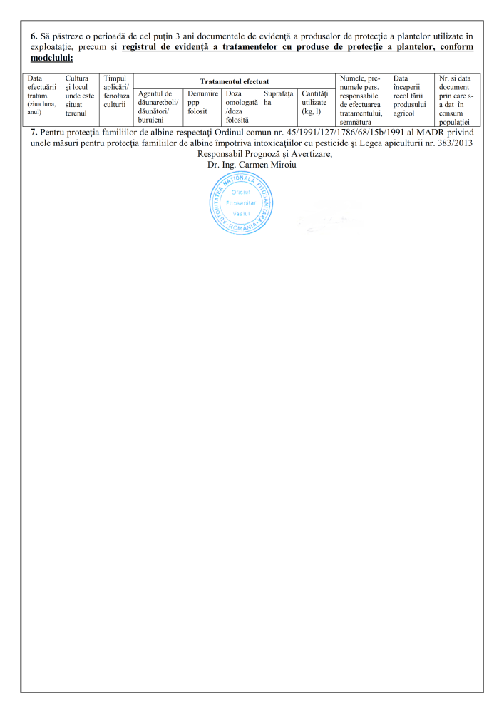 Oficiul Fitosanitar Vaslui recomandă efectuarea tratamentelor fitosanitare împotriva dăunătorilor: Păduchele din San Jose G1, Monilioza sâmburoaselor, Pătarea roșie a prunului, Ciuruirea frunzelor, Păduchele cenușiu al prunului etc care pot cauza pierderi importante la culturile: Prun, Piersic, Cais