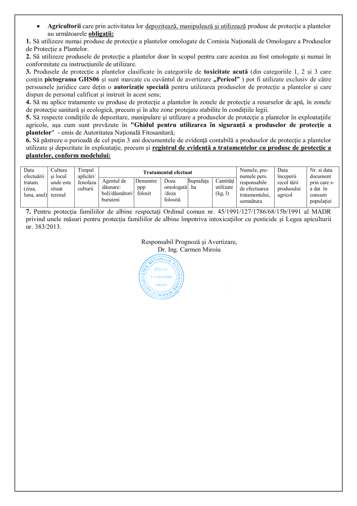 Oficiul Fitosanitar Vaslui recomandă efectuarea tratamentelor fitosanitare împotriva agentului de dăunare: Omida păroasă a dudului care poate cauza pierderi importante la culturile: Arbori izolați, aliniamente stradale, parcuri
