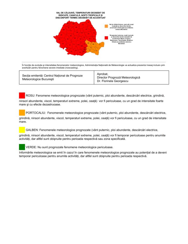 Avertizare meteorologică - coduri 